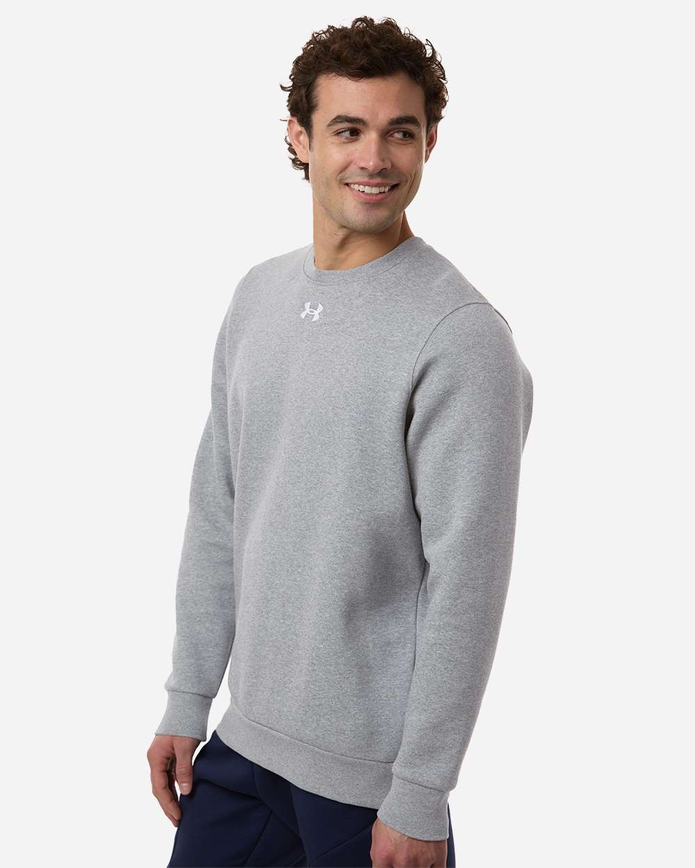 Under Armour Men's Team Icon Fleece Crew - 6014160 Mod Grey Light Heather- White