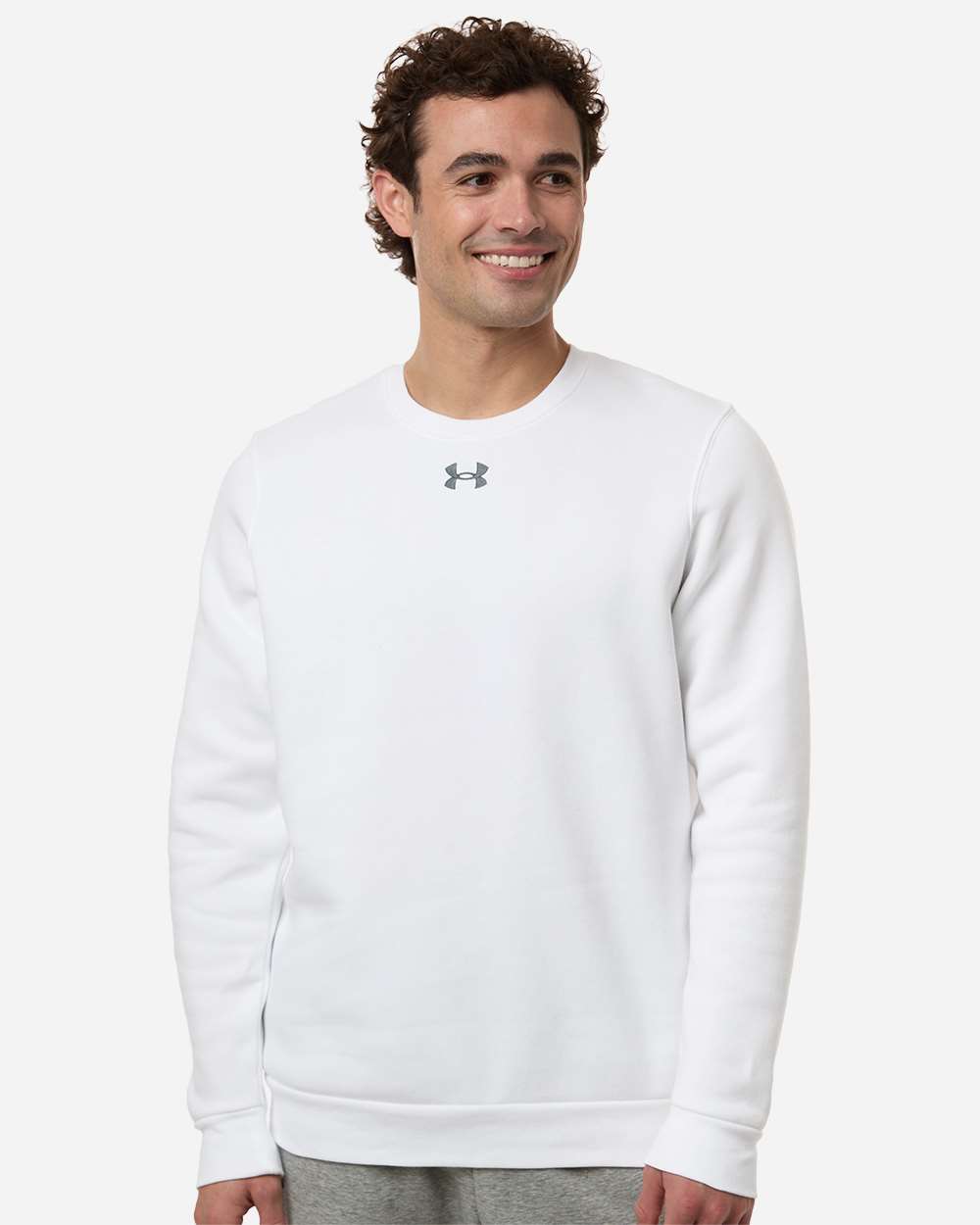 Under Armour Men's Team Icon Fleece Crew - 6014160 White- Pitch Grey Medium Heather