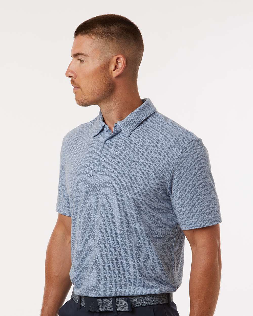Adidas Men's Blended Printed Polo - A702 Blue Dawn Melange