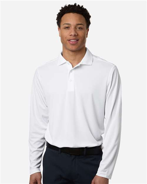 Core365 Men's Nova Performance Long Sleeve Pique Polo - CE108L White