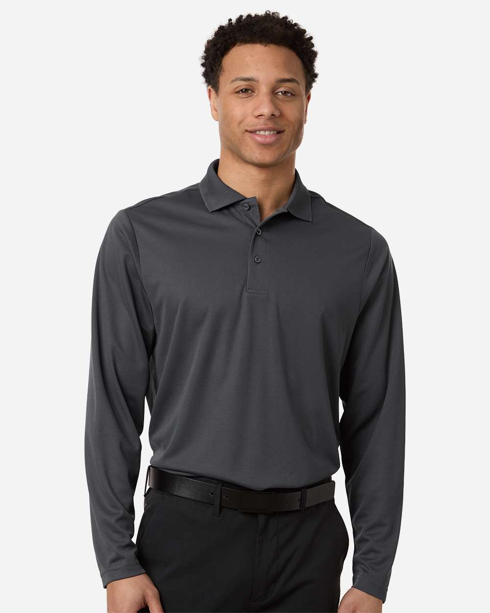 Core365 Men's Nova Performance Long Sleeve Pique Polo - CE108L Carbon