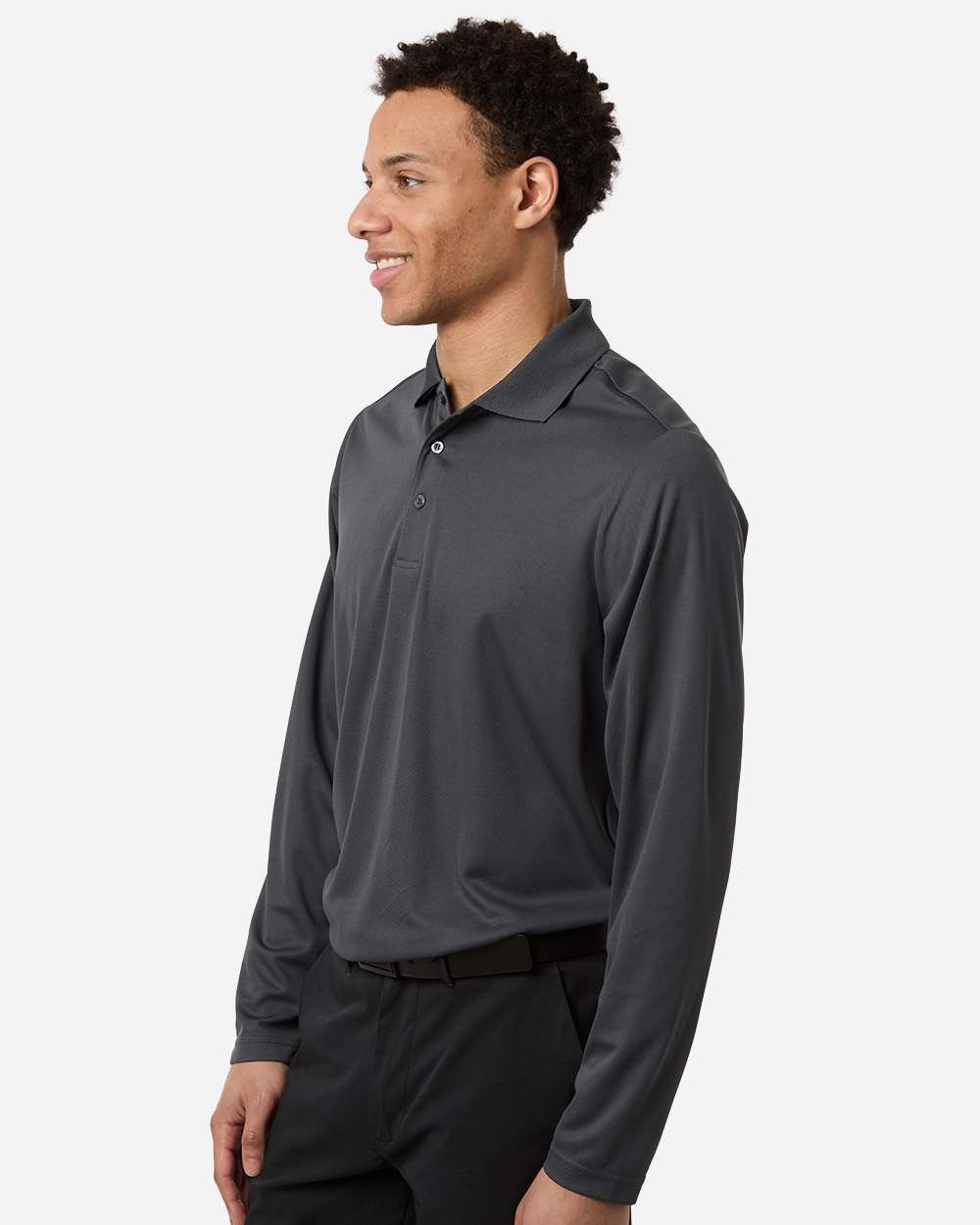 Core365 Men's Nova Performance Long Sleeve Pique Polo - CE108L Carbon