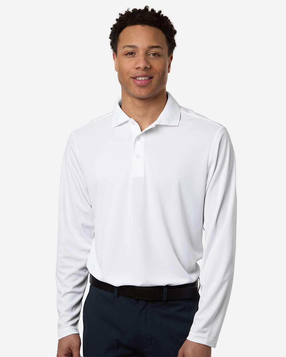 Core365 Men's Nova Performance Long Sleeve Pique Polo - CE108L White