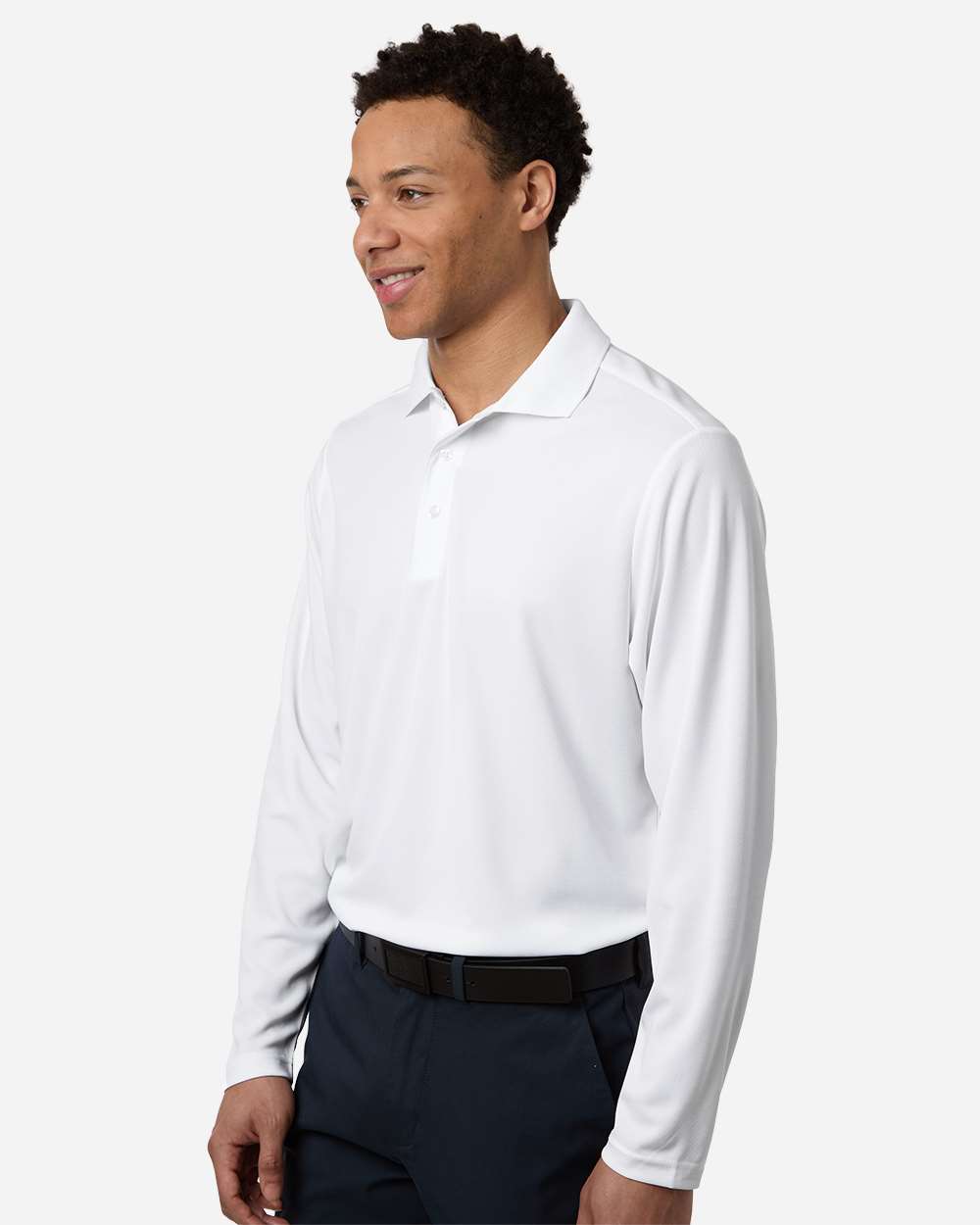 Core365 Men's Nova Performance Long Sleeve Pique Polo - CE108L White