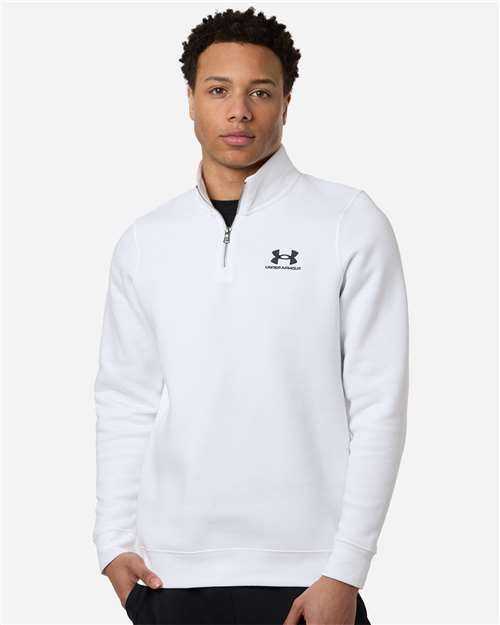 Under Armour Men's Icon Fleece Quarter-Zip Pullover - 6012710 White- Black