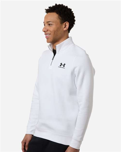 Under Armour Men's Icon Fleece Quarter-Zip Pullover - 6012710 White- Black
