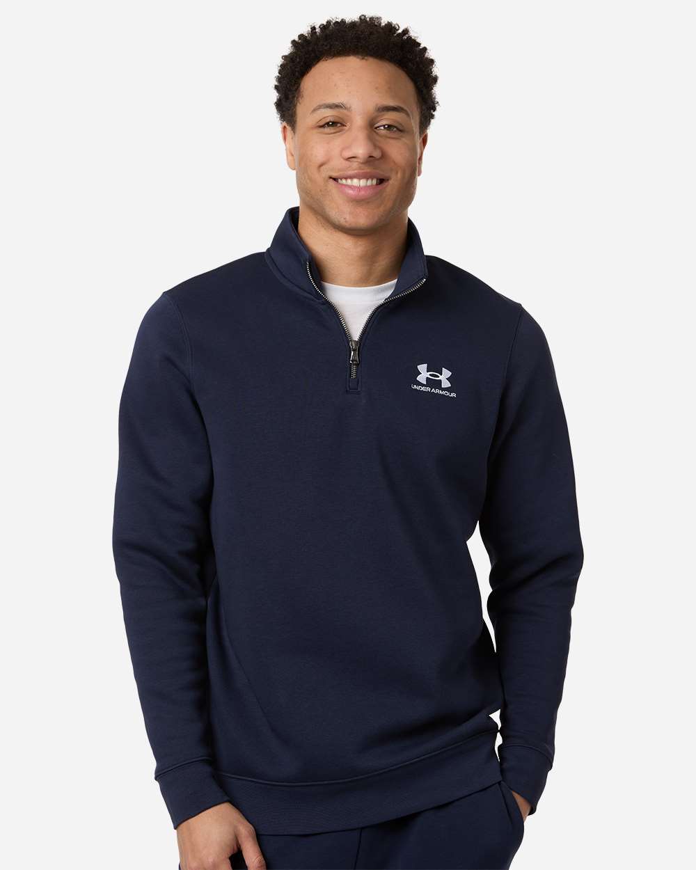 Under Armour Men's Icon Fleece Quarter-Zip Pullover - 6012710 Midnight Navy- White
