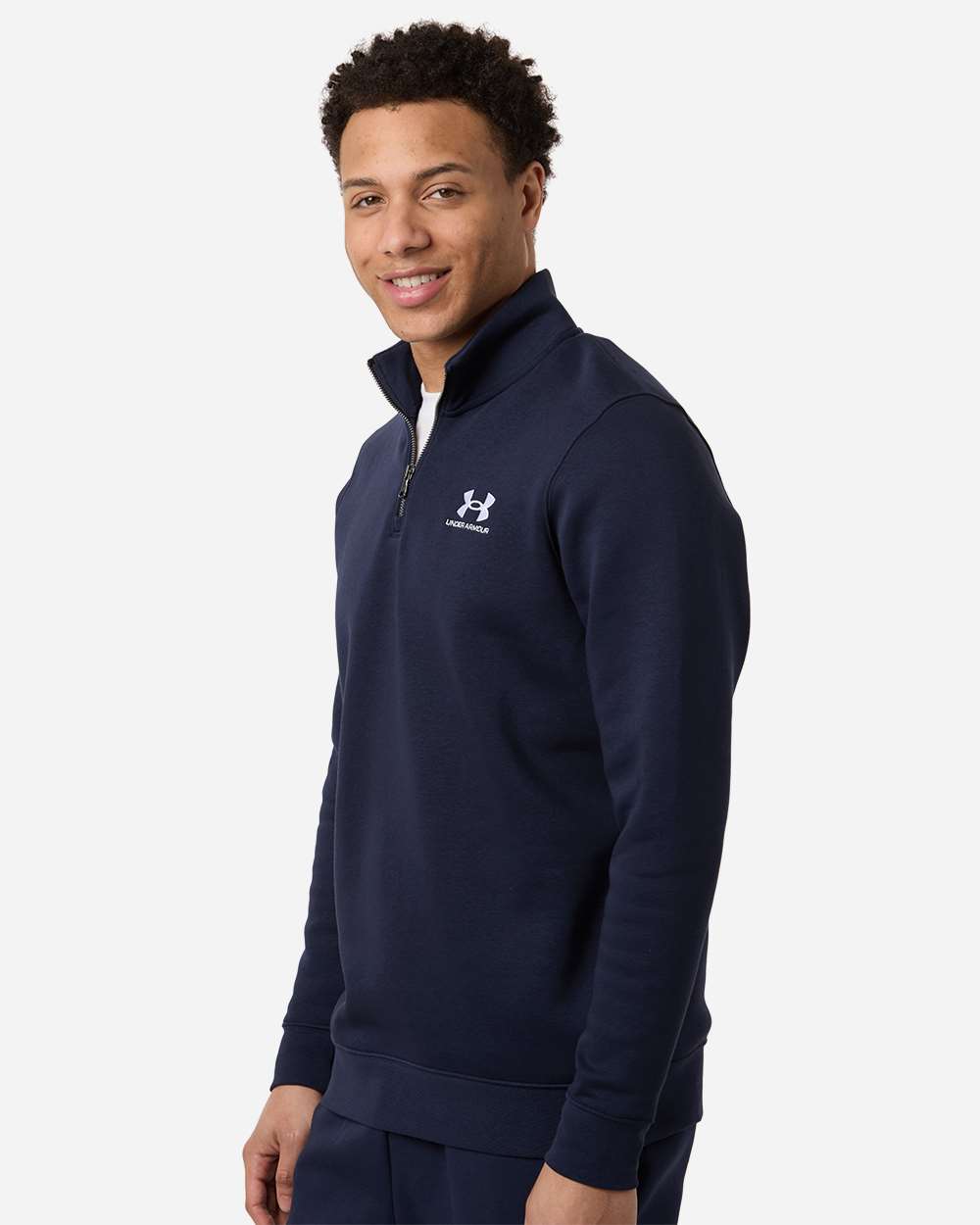 Under Armour Men's Icon Fleece Quarter-Zip Pullover - 6012710 Midnight Navy- White