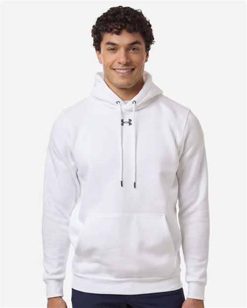Under Armour Men's Team Icon Fleece Hooded Sweatshirt - 6014161 White- Pitch Grey Medium Heather