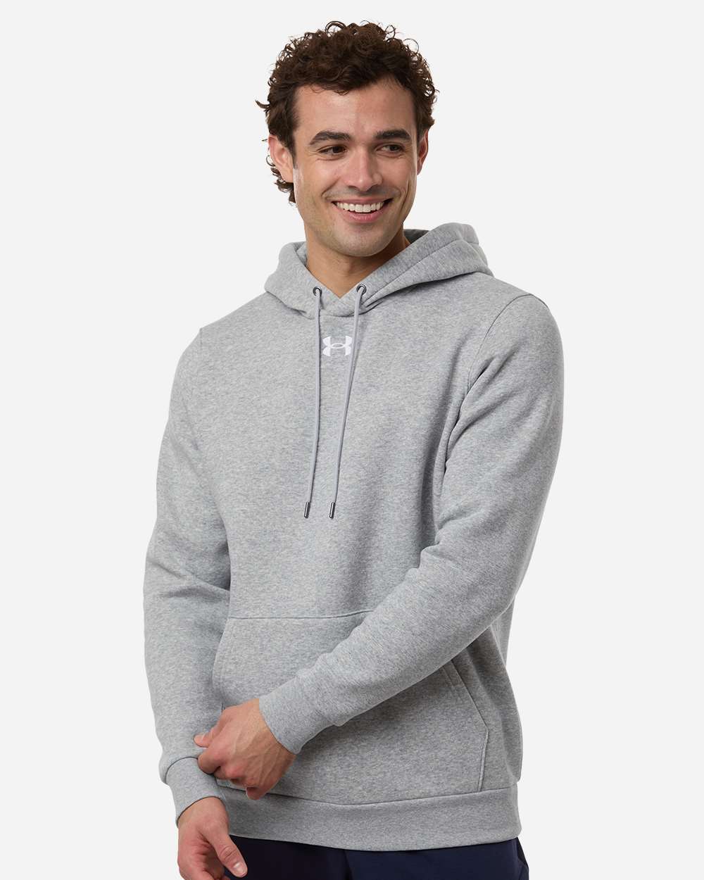 Under Armour Men's Team Icon Fleece Hooded Sweatshirt - 6014161 Mod Grey Light Heather- White