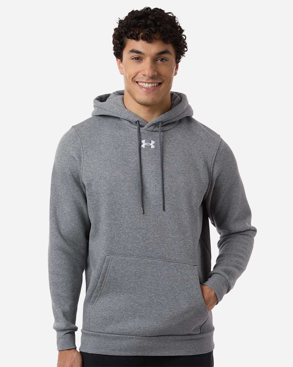 Under Armour Men's Team Icon Fleece Hooded Sweatshirt - 6014161 Pitch Grey Medium Heather- White