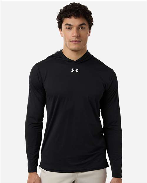 Under Armour Men's Team Vanish Hooded Long Sleeve T-Shirt - 6014164 Black- White