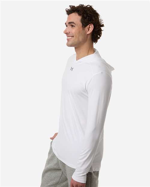 Under Armour Men's Team Vanish Hooded Long Sleeve T-Shirt - 6014164 White- Pitch Grey