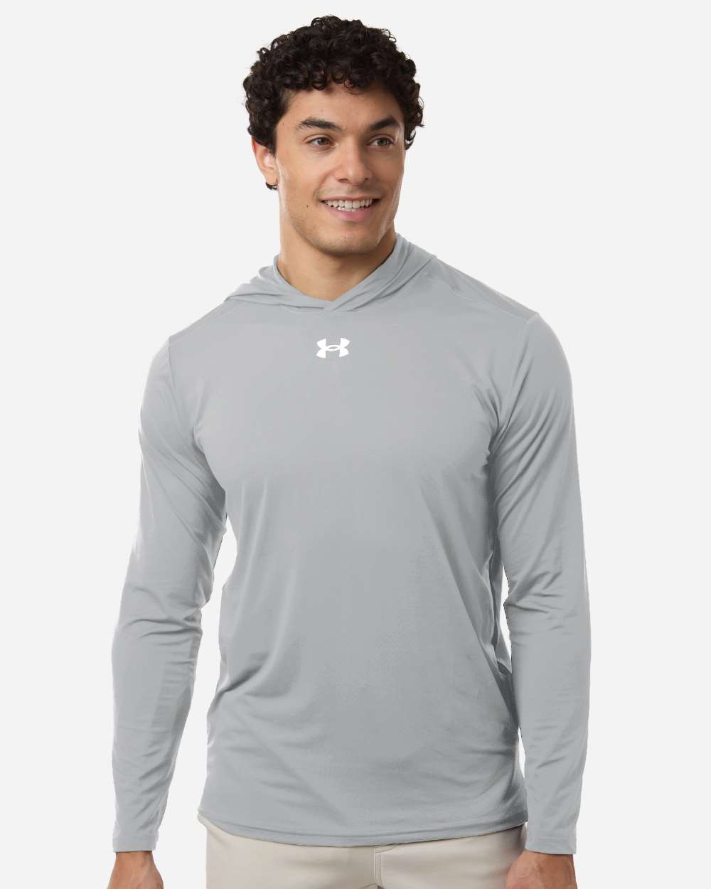 Under Armour Men's Team Vanish Hooded Long Sleeve T-Shirt - 6014164 Mod Grey- White