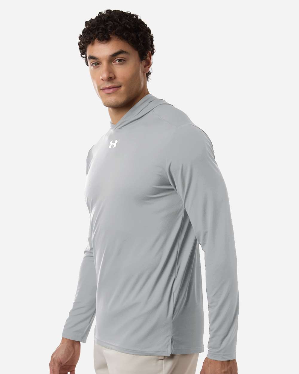 Under Armour Men's Team Vanish Hooded Long Sleeve T-Shirt - 6014164 Mod Grey- White