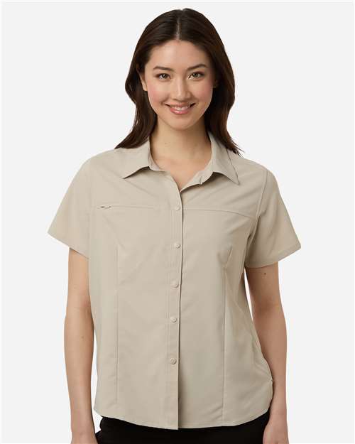 Core365 Women's UltraUVP Shoreline Short Sleeve Staff Shirt - CE520W Stone