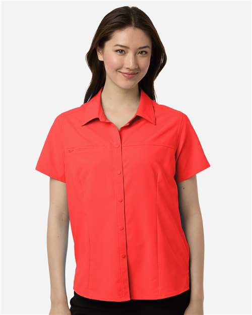 Core365 Women's UltraUVP Shoreline Short Sleeve Staff Shirt - CE520W Marina Red