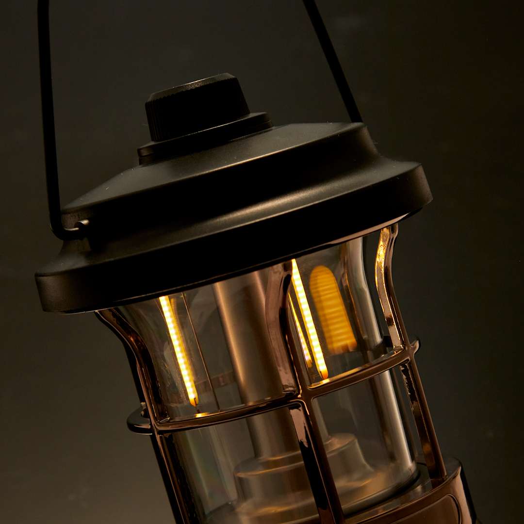 Rechargeable Camping Lantern with String Lights - 8053-28 Black