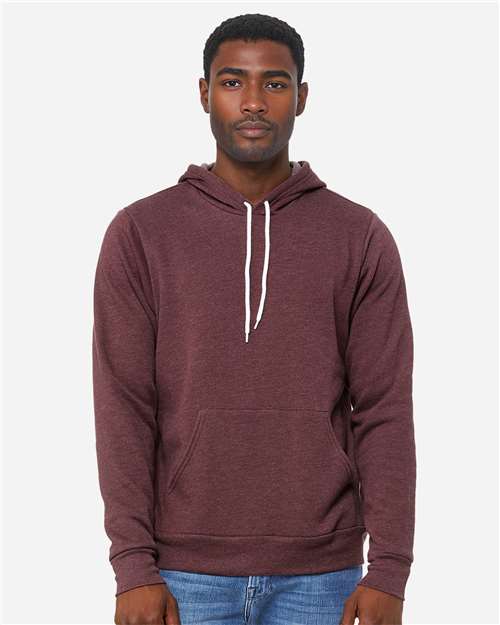 BELLA + CANVAS Unisex Sponge Fleece Hoodie Sweatshirt - 3719 - 3719C Heather Maroon