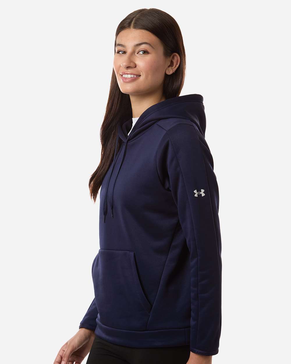Under Armour Women's Armour Fleece Pro Hooded Sweatshirt - 6010943 Midnight Navy- White