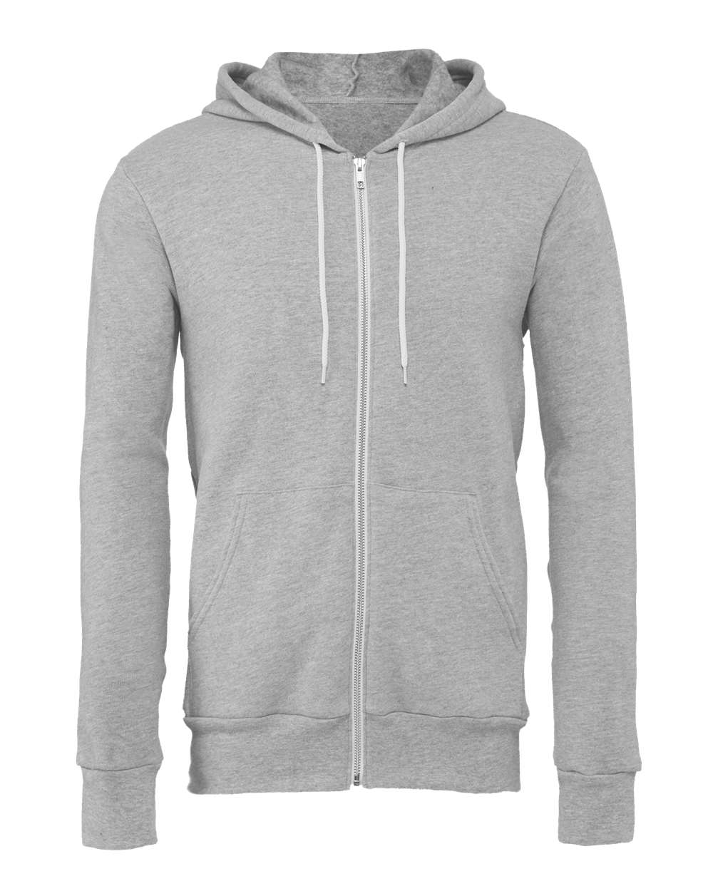 BELLA + CANVAS Unisex Sponge Fleece Full-Zip Hoodie Sweatshirt - 3739 Athletic Heather