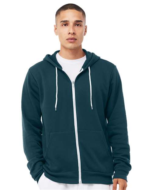 BELLA + CANVAS Unisex Sponge Fleece Full-Zip Hoodie Sweatshirt - 3739 Atlantic