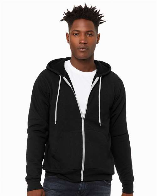 BELLA + CANVAS Unisex Sponge Fleece Full-Zip Hoodie Sweatshirt - 3739 Black Heather