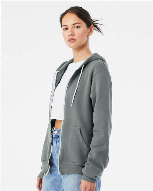 BELLA + CANVAS Unisex Sponge Fleece Full-Zip Hoodie Sweatshirt - 3739 Blue Storm