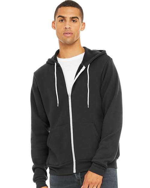 BELLA + CANVAS Unisex Sponge Fleece Full-Zip Hoodie Sweatshirt - 3739 Dark Grey