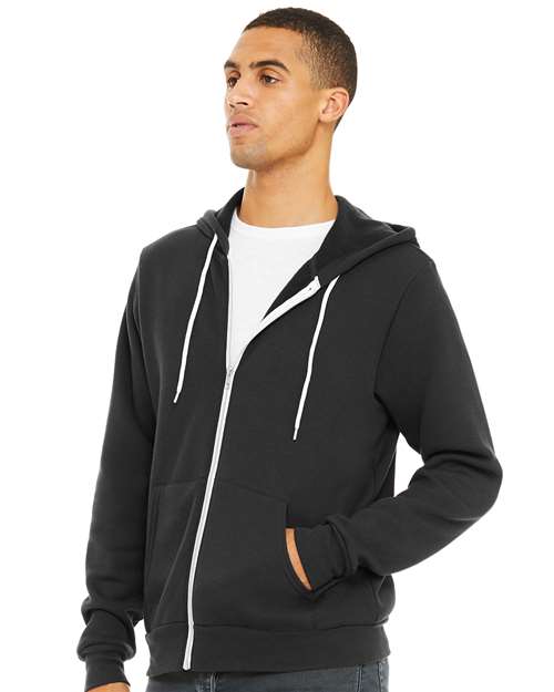 BELLA + CANVAS Unisex Sponge Fleece Full-Zip Hoodie Sweatshirt - 3739 Dark Grey