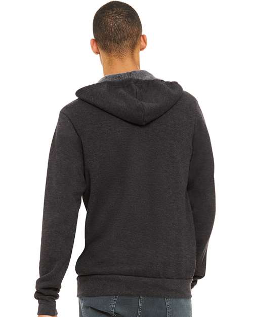 BELLA + CANVAS Unisex Sponge Fleece Full-Zip Hoodie Sweatshirt - 3739 Dark Grey Heather
