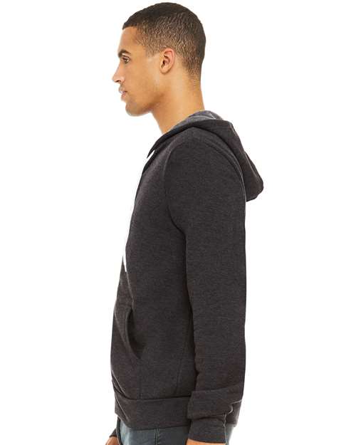 BELLA + CANVAS Unisex Sponge Fleece Full-Zip Hoodie Sweatshirt - 3739 Dark Grey Heather