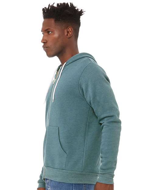 BELLA + CANVAS Unisex Sponge Fleece Full-Zip Hoodie Sweatshirt - 3739 Heather Deep Teal