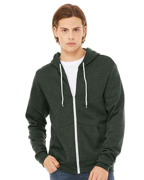 BELLA + CANVAS Unisex Sponge Fleece Full-Zip Hoodie Sweatshirt - 3739 Heather Forest