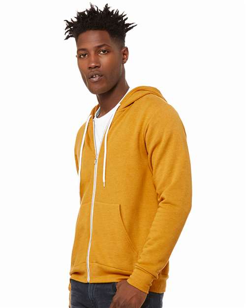 BELLA + CANVAS Unisex Sponge Fleece Full-Zip Hoodie Sweatshirt - 3739 Heather Mustard