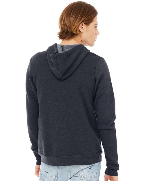 BELLA + CANVAS Unisex Sponge Fleece Full-Zip Hoodie Sweatshirt - 3739 Heather Navy
