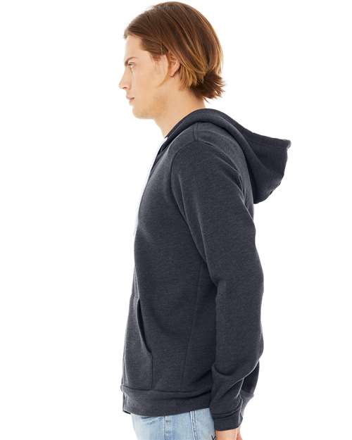 BELLA + CANVAS Unisex Sponge Fleece Full-Zip Hoodie Sweatshirt - 3739 Heather Navy