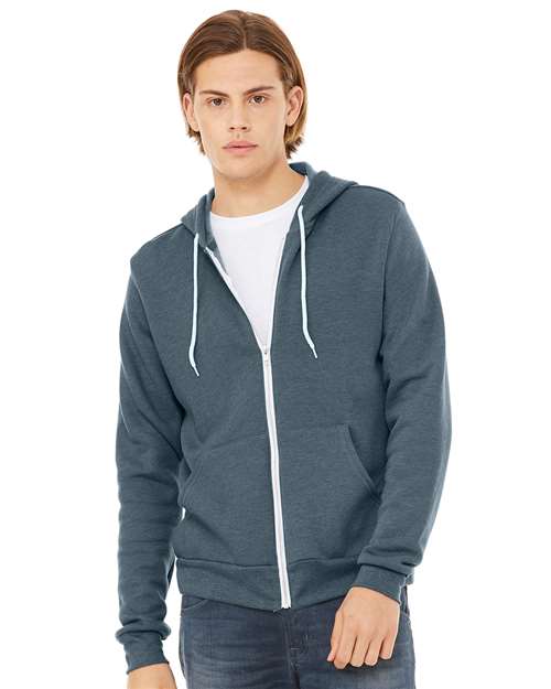 BELLA + CANVAS Unisex Sponge Fleece Full-Zip Hoodie Sweatshirt - 3739 Heather Slate