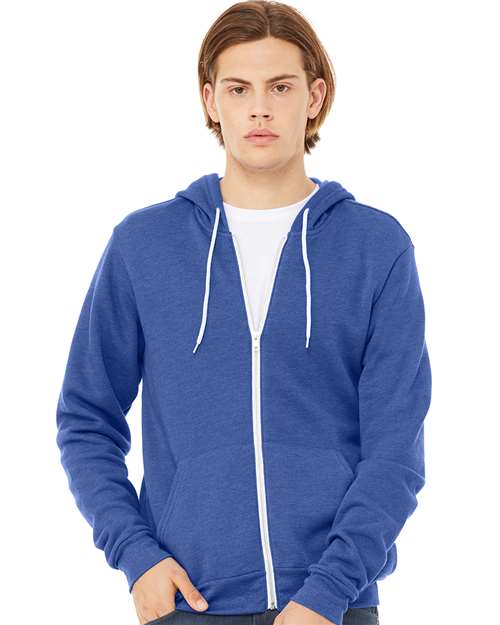 BELLA + CANVAS Unisex Sponge Fleece Full-Zip Hoodie Sweatshirt - 3739 Heather True Royal