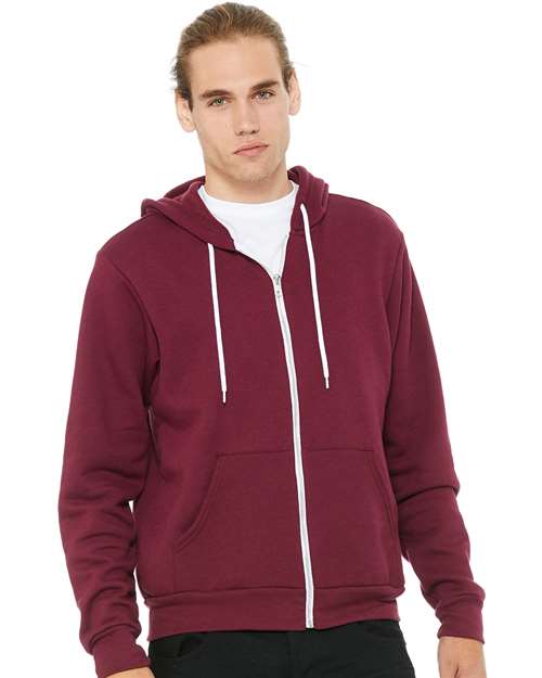 BELLA + CANVAS Unisex Sponge Fleece Full-Zip Hoodie Sweatshirt - 3739 Maroon