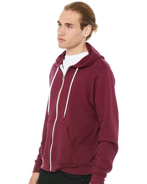 BELLA + CANVAS Unisex Sponge Fleece Full-Zip Hoodie Sweatshirt - 3739 Maroon