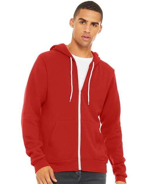 BELLA + CANVAS Unisex Sponge Fleece Full-Zip Hoodie Sweatshirt - 3739 Red