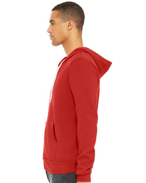BELLA + CANVAS Unisex Sponge Fleece Full-Zip Hoodie Sweatshirt - 3739 Red