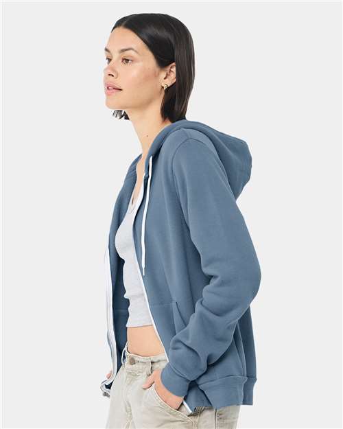 BELLA + CANVAS Unisex Sponge Fleece Full-Zip Hoodie Sweatshirt - 3739 Steel Blue