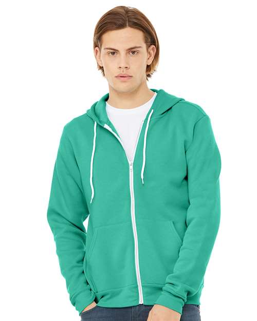 BELLA + CANVAS Unisex Sponge Fleece Full-Zip Hoodie Sweatshirt - 3739 Teal