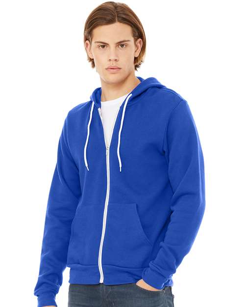 BELLA + CANVAS Unisex Sponge Fleece Full-Zip Hoodie Sweatshirt - 3739 True Royal