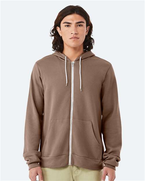 BELLA + CANVAS Unisex Sponge Fleece Full-Zip Hoodie Sweatshirt - 3739 Vintage Brown