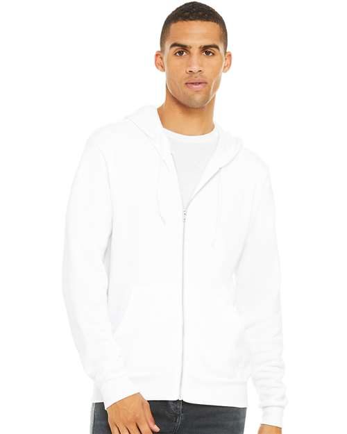 BELLA + CANVAS Unisex Sponge Fleece Full-Zip Hoodie Sweatshirt - 3739 White