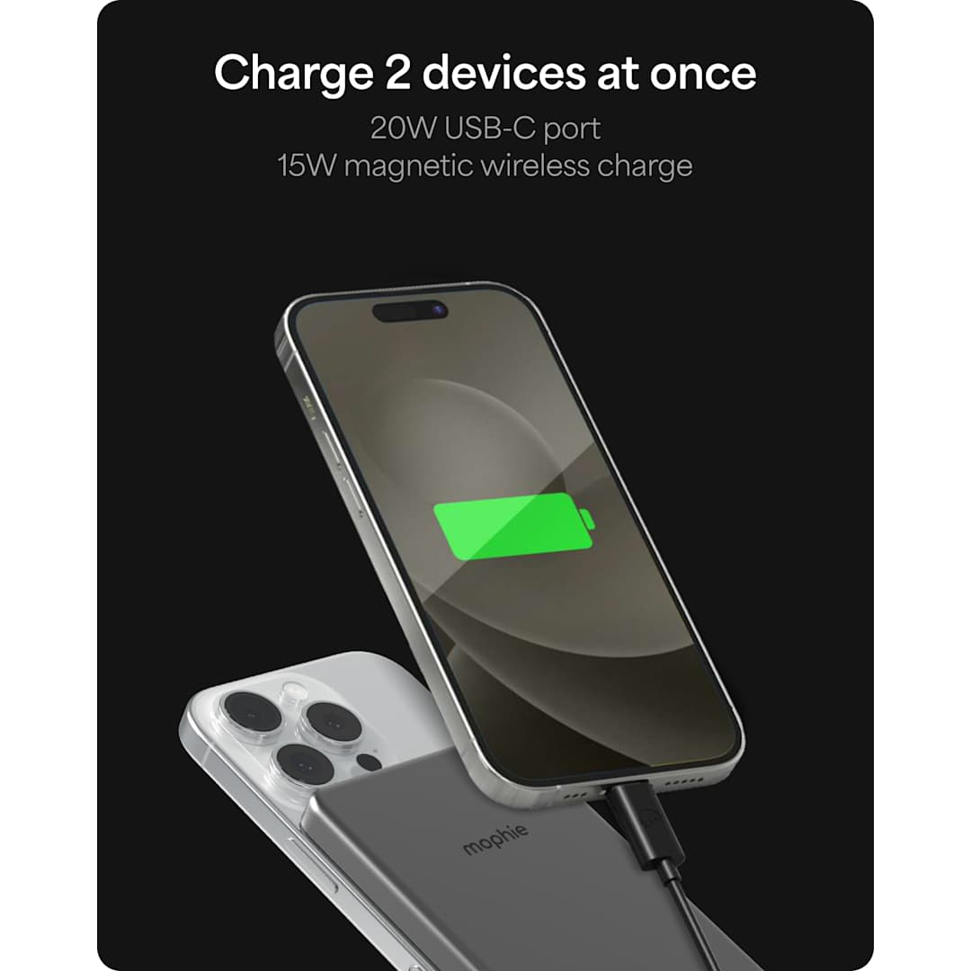mophie mophie Slim 5,000 mAh Qi 2 Wireless Power Bank - 7124-33 Gray