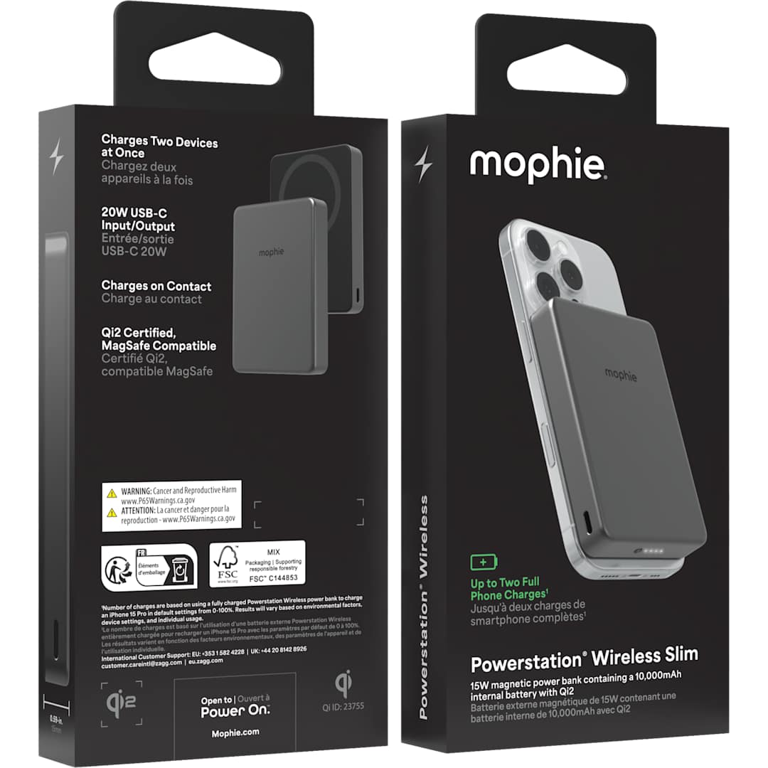 mophie mophie Slim 10,000 mAh Qi 2 Wireless Power Bank - 7124-34 Gray